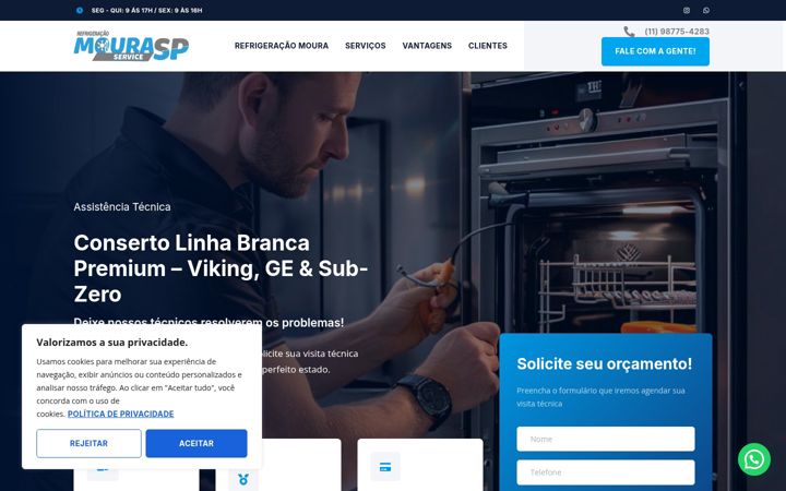Screenshot of consertoslinhabranca.com.br