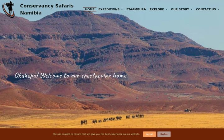 Screenshot of conservancysafarisnamibia.com