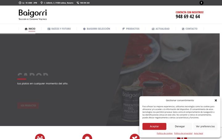 Screenshot of conservasbaigorri.net