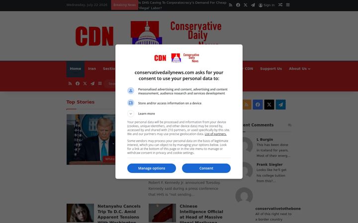 Екранна снимка на conservativedailynews.com