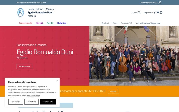 Screenshot of conservatoriomatera.it