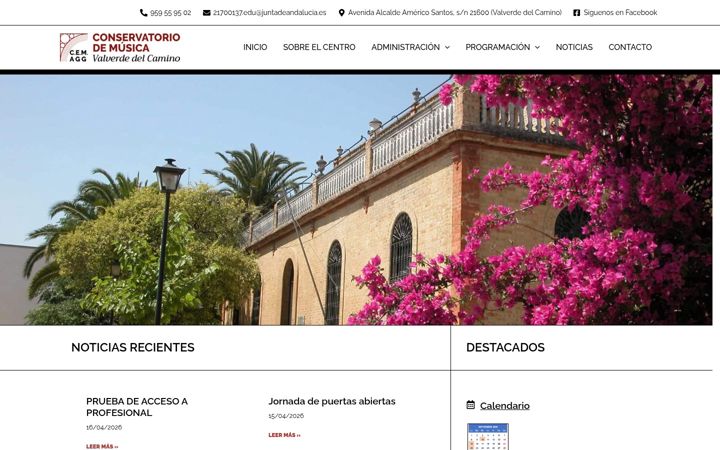 Screenshot of conservatoriovalverde.com