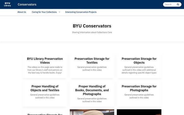 Screenshot von conservators.byu.edu