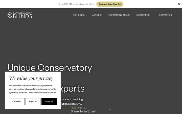 Screenshot του conservatoryblinds.co.uk