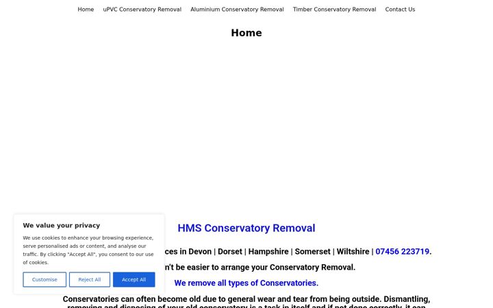 Screenshot of conservatoryremoval.co.uk