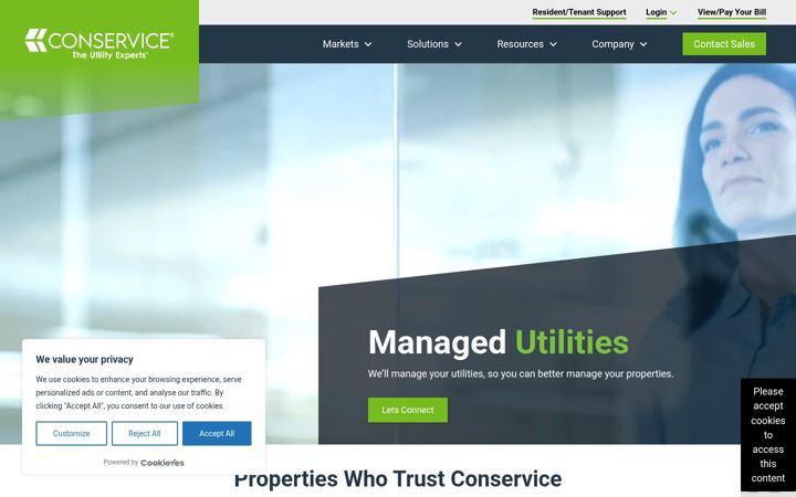 Screenshot of conservice.com