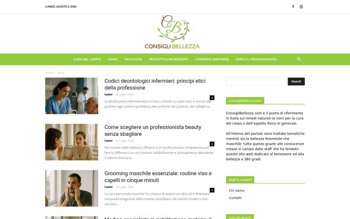 Screenshot of consiglibellezza.com