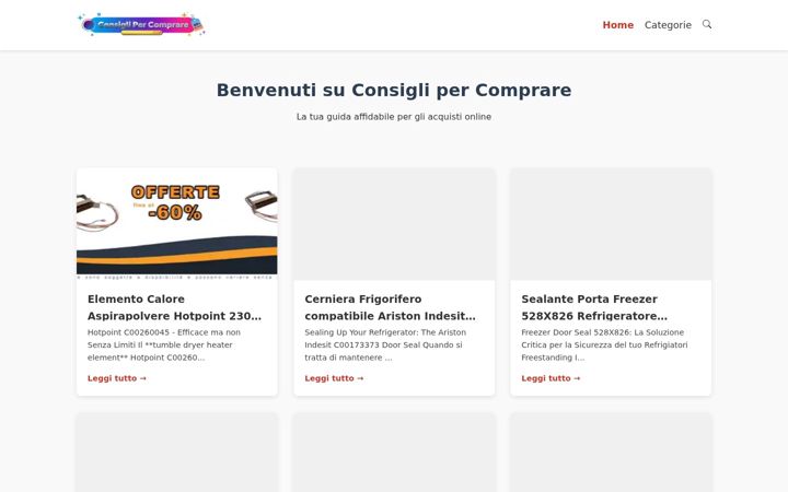Screenshot of consiglipercomprare.com
