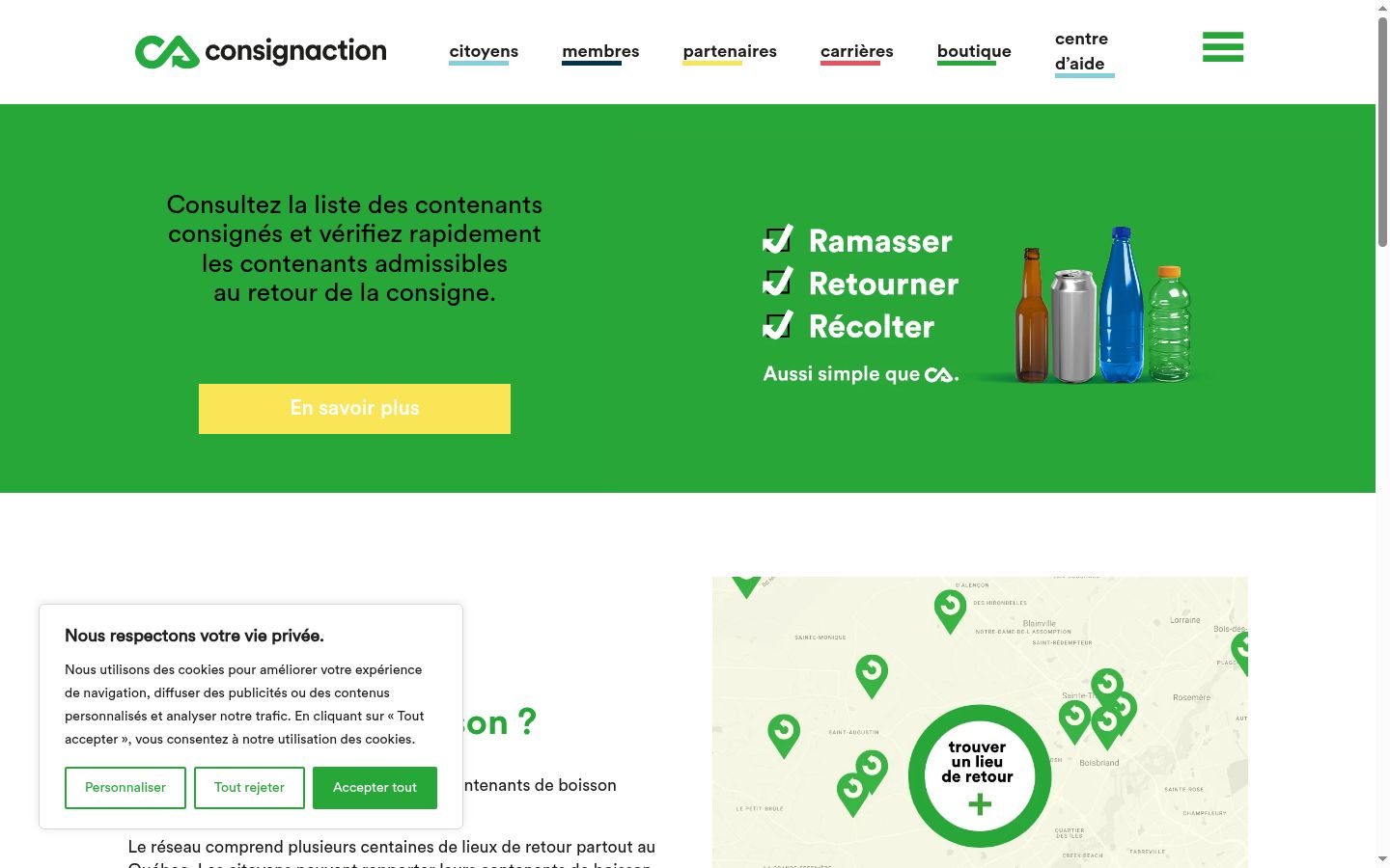 Screenshot des Einwilligungsbanners vor jeglicher Interaktion