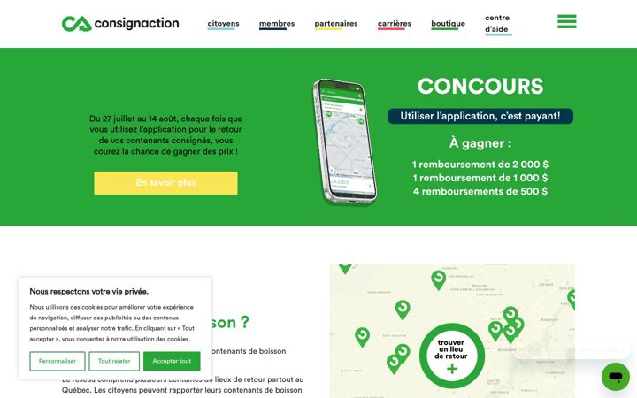 Screenshot von consignaction.ca