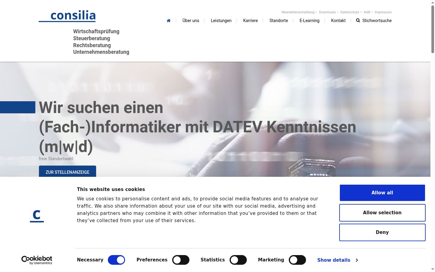 Screenshot del banner di consenso mostrato prima di qualsiasi interazione