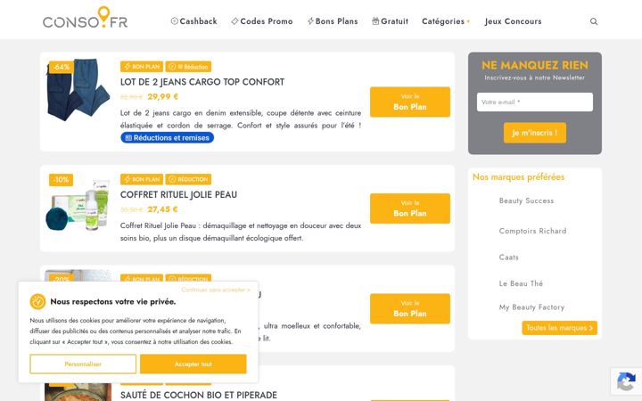 Screenshot of conso.fr