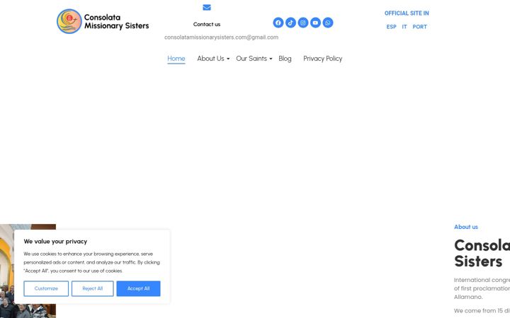 Screenshot of consolatamissionarysisters.org