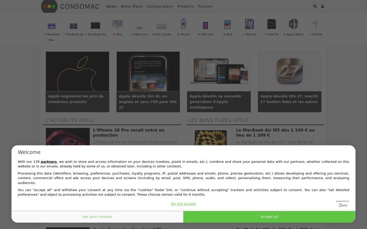 Screenshot of consomac.fr