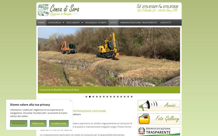 Captură de ecran a consorzioconcadisora.it