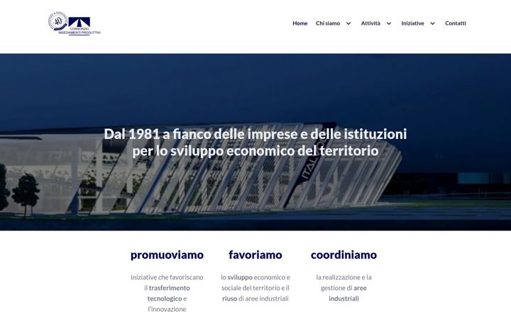 Ekrānuzņēmums no consorzioinsediamentiproduttivi.it