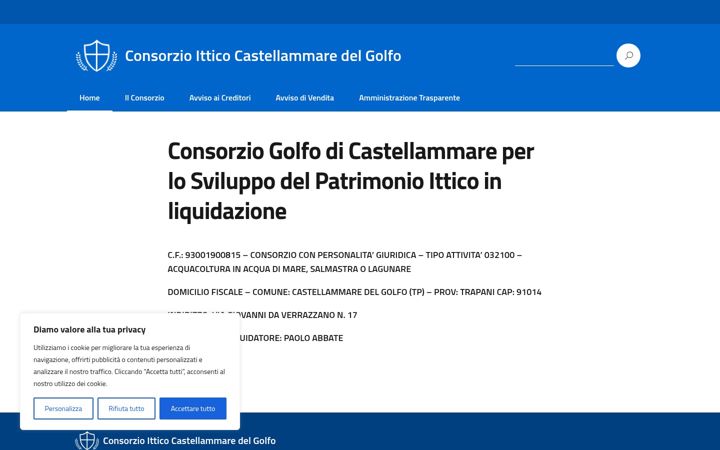 Ekrānuzņēmums no consorzioitticocastellammare.it