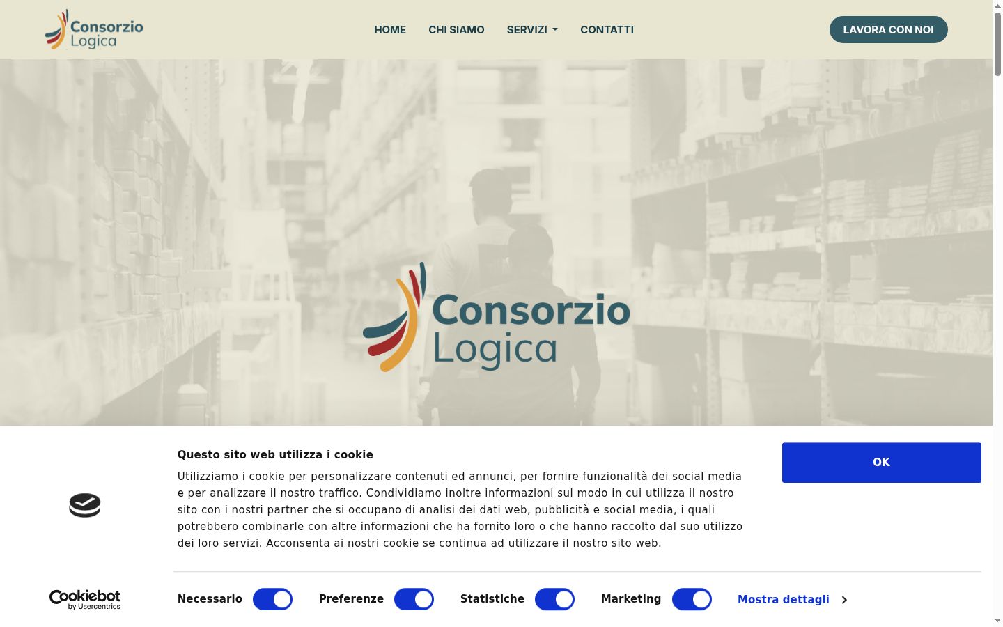 Screenshot del banner di consenso mostrato prima di qualsiasi interazione