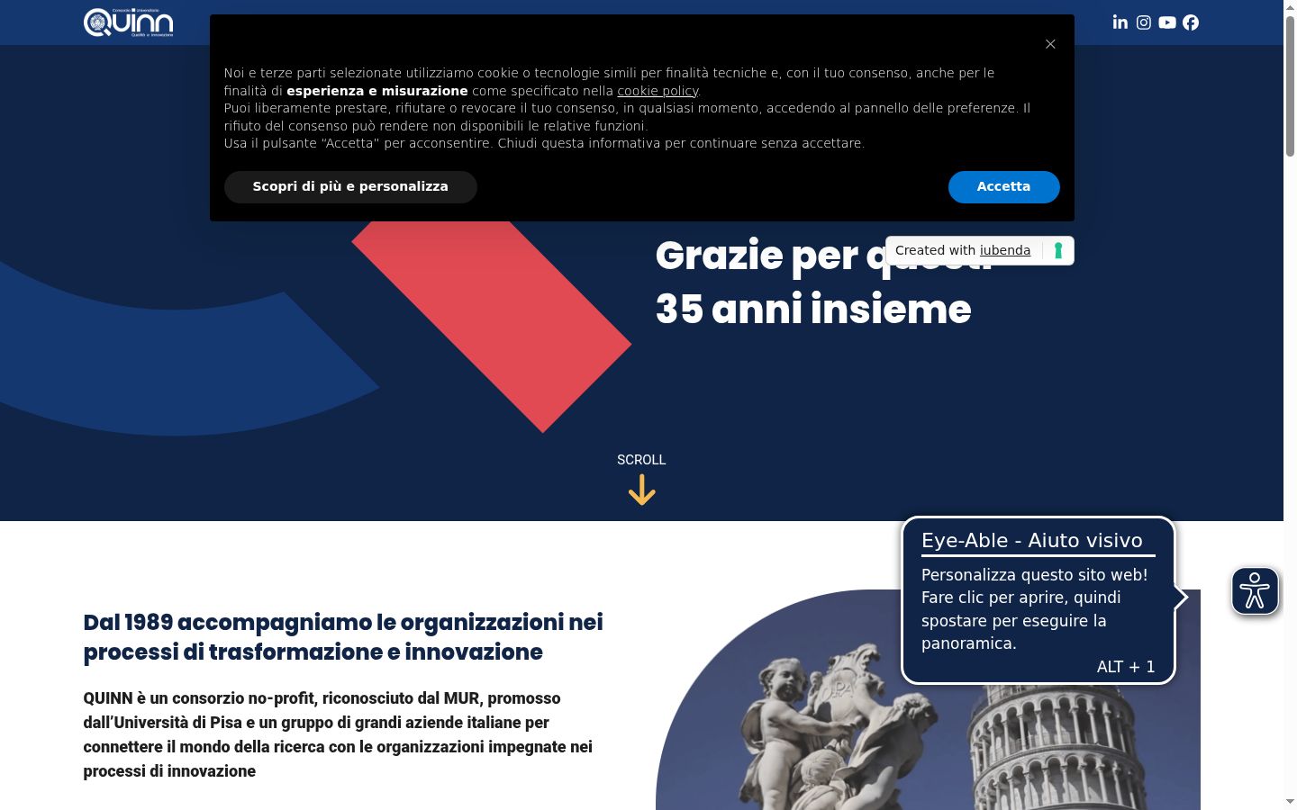 Screenshot des Einwilligungsbanners vor jeglicher Interaktion