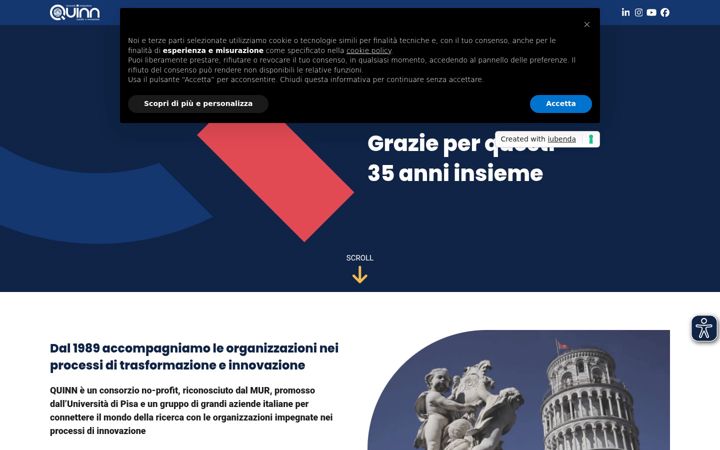 Snimka zaslona za consorzioquinn.it