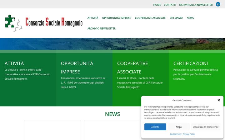 Skärmbild av consorziosocialeromagnolo.it