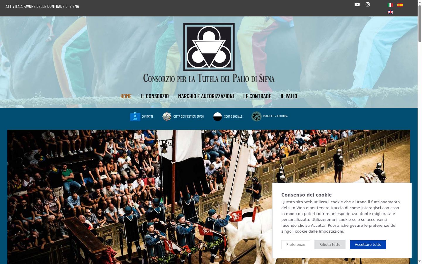 Screenshot del banner di consenso mostrato prima di qualsiasi interazione