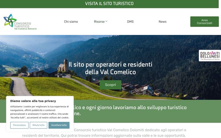 Screenshot of consorziovalcomelico.it