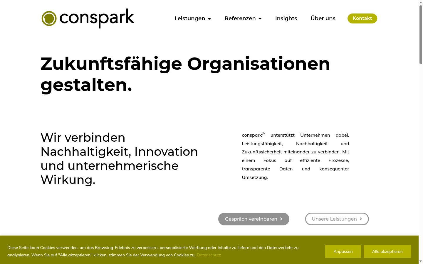 Screenshot des Einwilligungsbanners vor jeglicher Interaktion