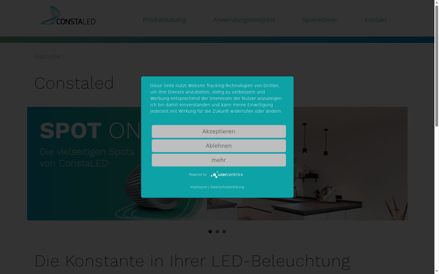 Screenshot of the consent banner shown before any interaction