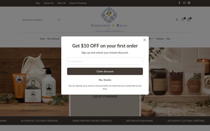 Snimka zaslona za constanceandbelle.com.au