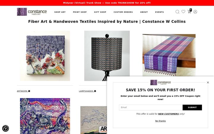 Screenshot of constancefiberart.com