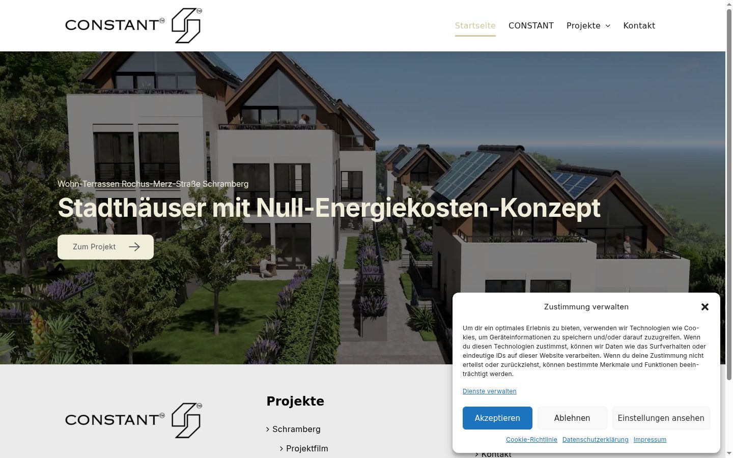 Screenshot des Einwilligungsbanners vor jeglicher Interaktion