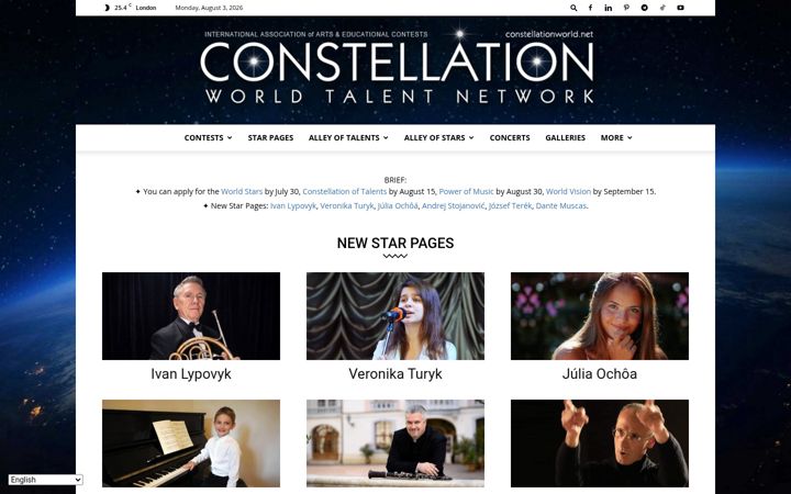 Skärmbild av constellationworld.net