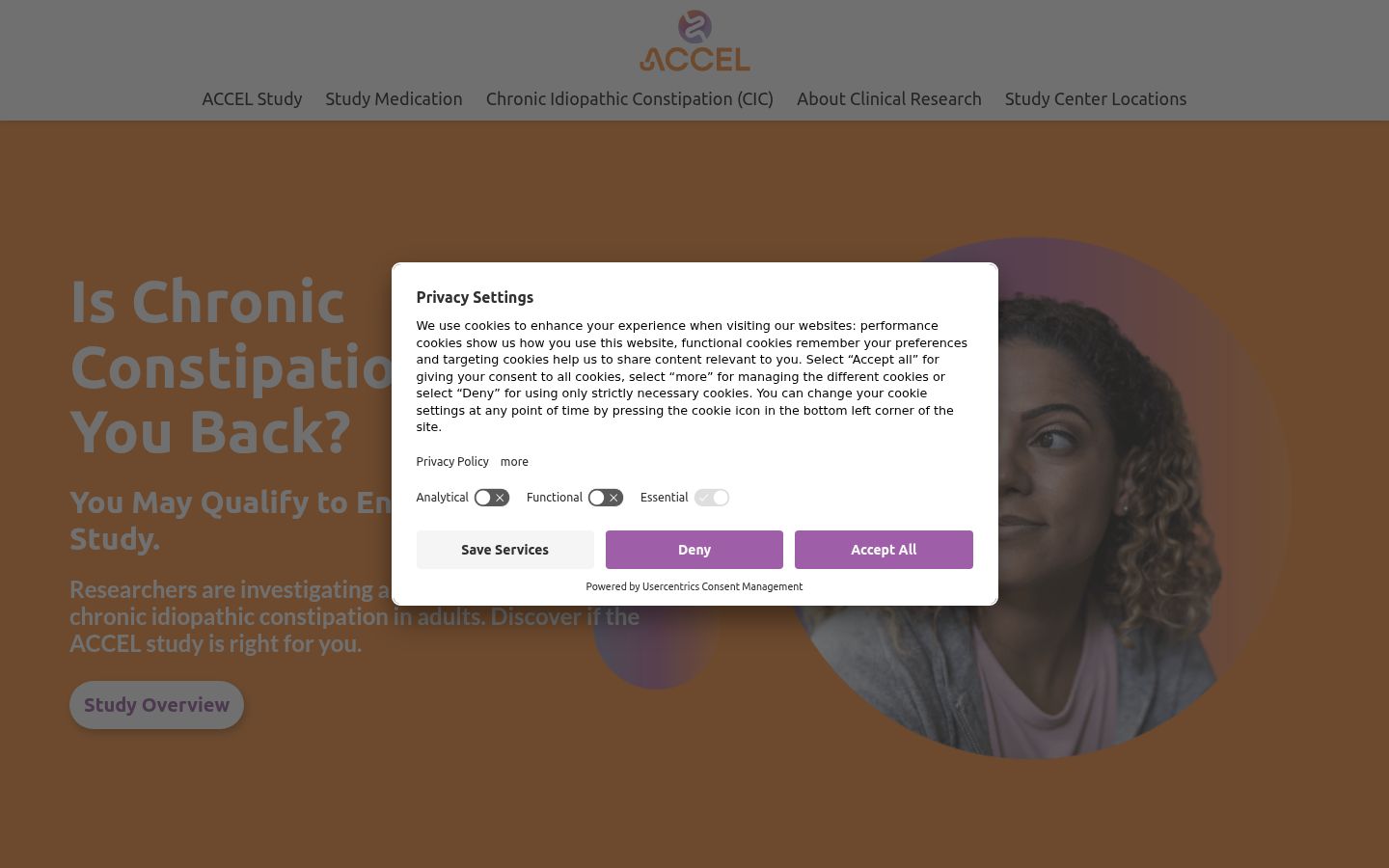 Screenshot of the consent banner shown before any interaction