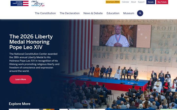 Screenshot of constitutioncenter.org