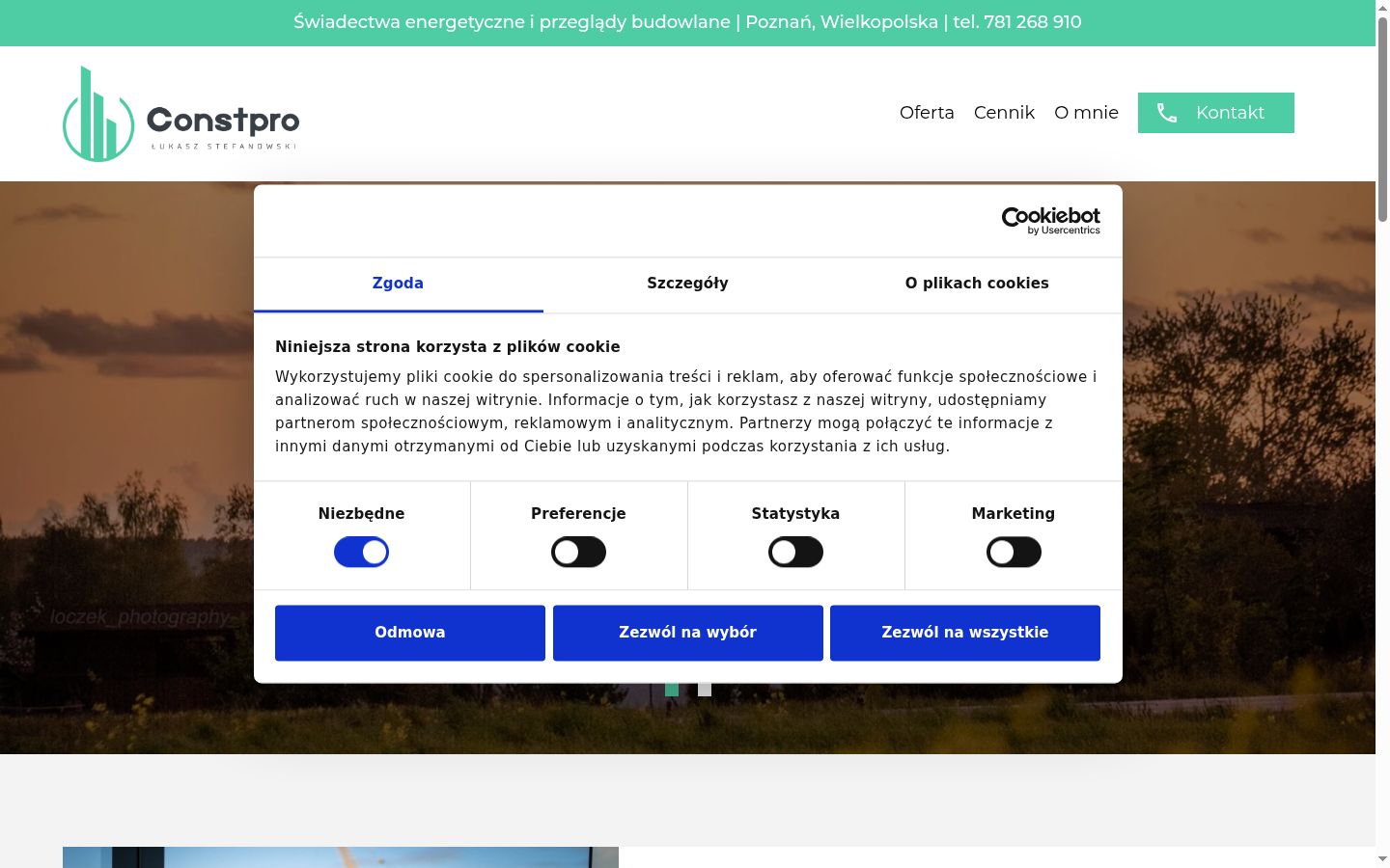 Screenshot del banner di consenso mostrato prima di qualsiasi interazione