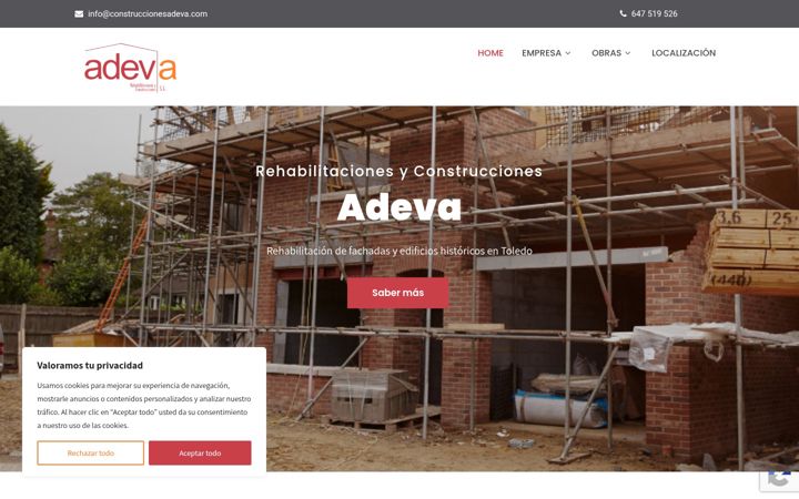 Snímek obrazovky construccionesadeva.es