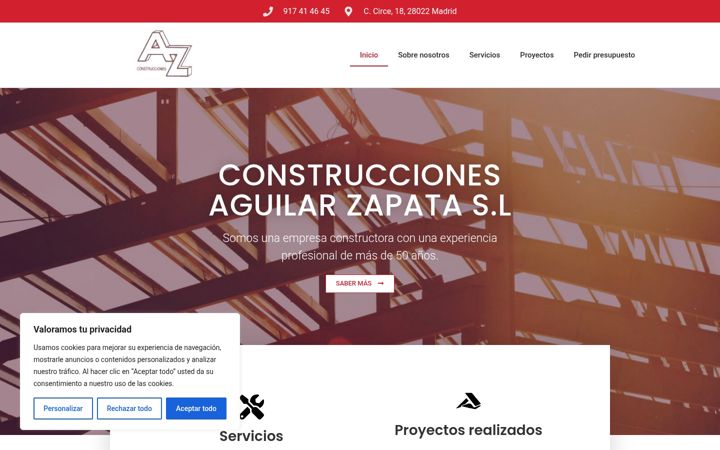 Screenshot of construccionesaguilarzapata.es