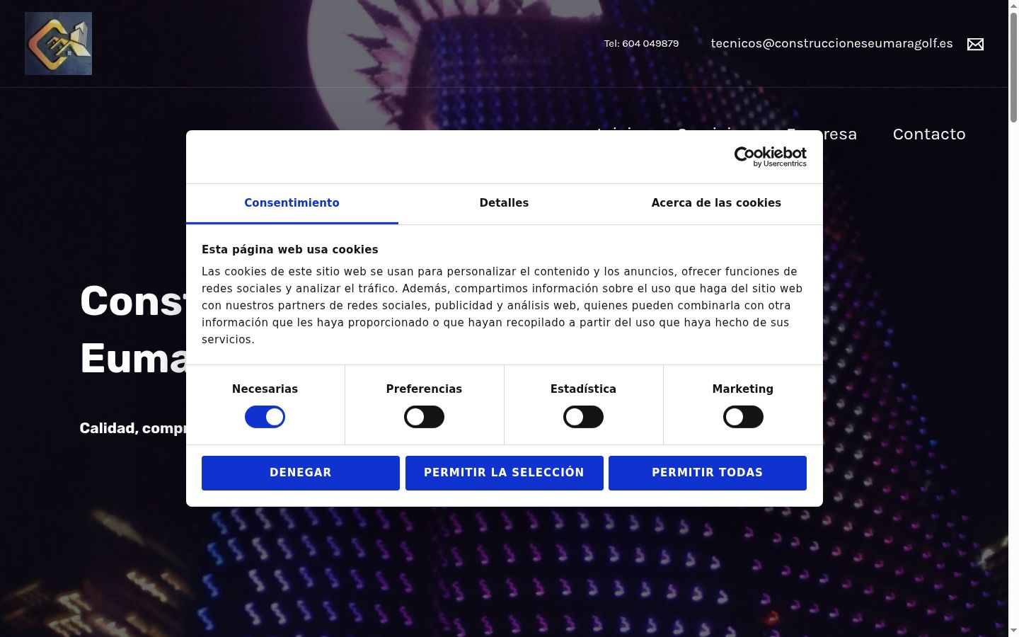 Screenshot del banner di consenso mostrato prima di qualsiasi interazione