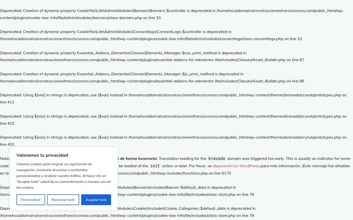 Screenshot of construccionesfranciscoroca.com