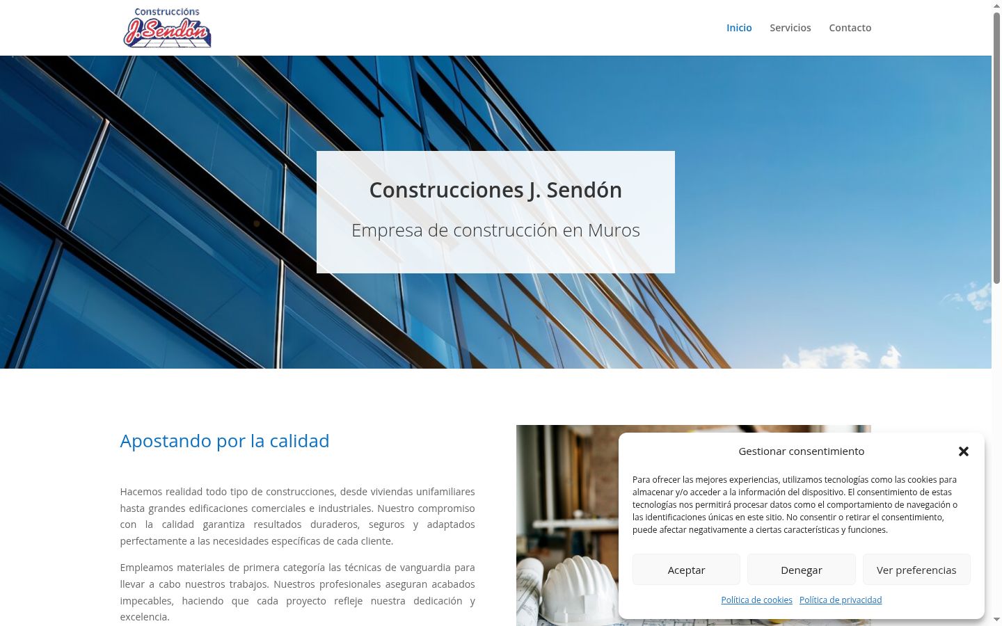 Captura de pantalla del banner de consentimiento mostrado antes de cualquier interacción