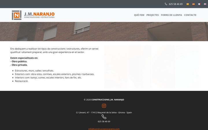 Screenshot of construccionsnaranjo.com