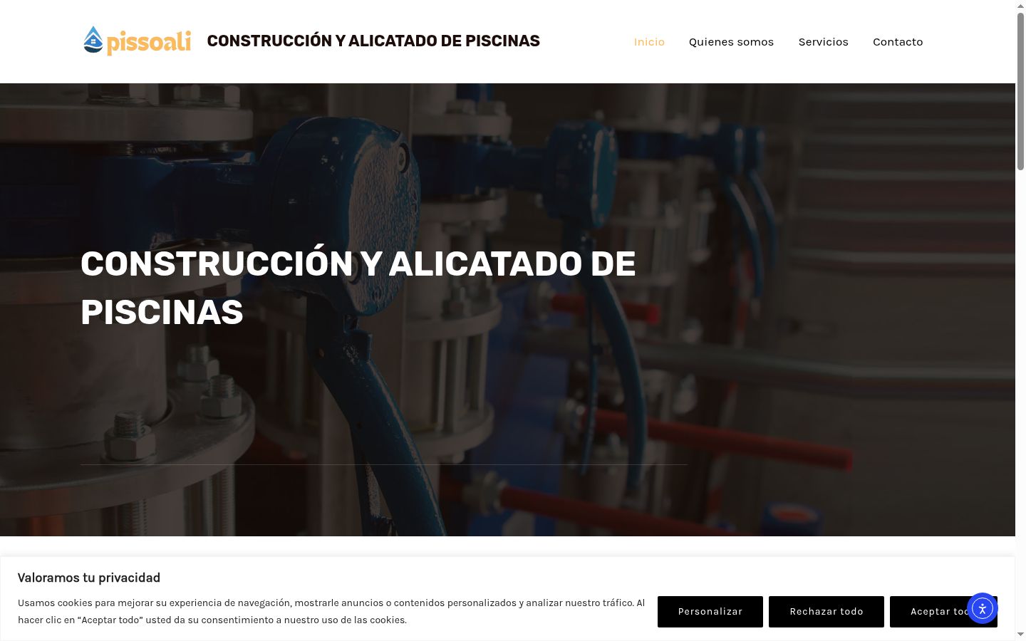 Captura de pantalla del banner de consentimiento mostrado antes de cualquier interacción