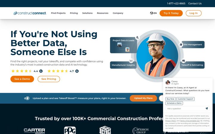 Ekrano kopija constructconnect.com