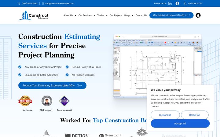 Screenshot of constructestimates.com
