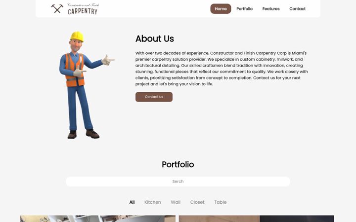 Screenshot of constructionandfinishcarpentry.com