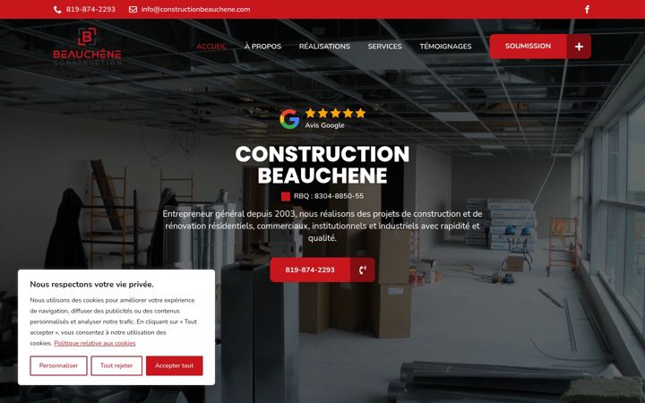 Screenshot of constructionbeauchene.com