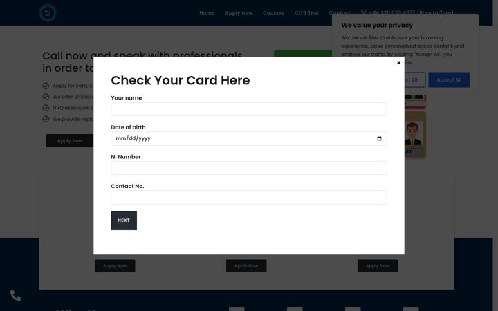 Screenshot of constructioncareline.com
