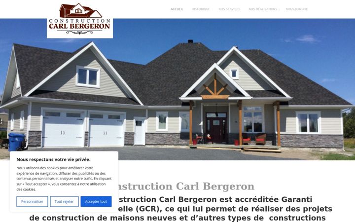 Screenshot of constructioncarlbergeron.com