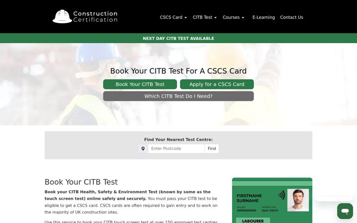Screenshot of constructioncertification.co.uk